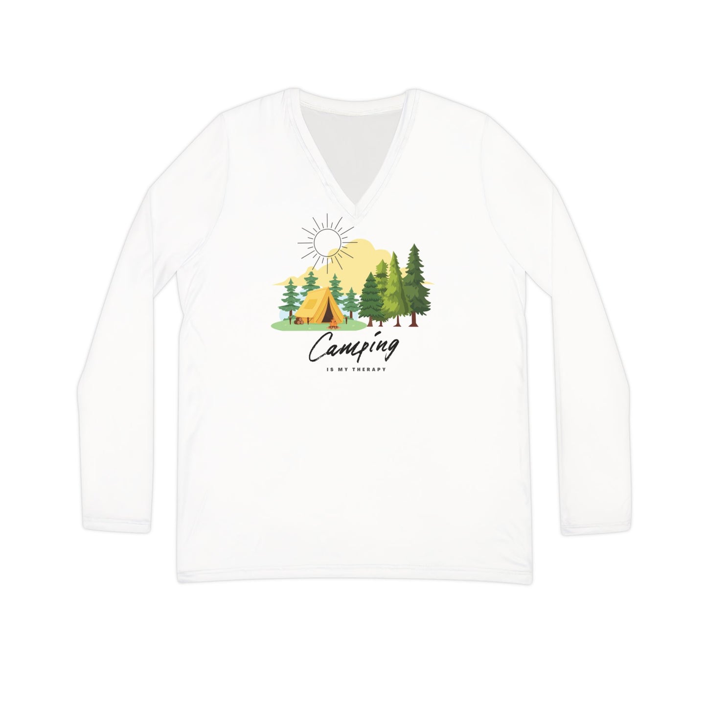 Camping Long Sleeve V-neck Shirt (AOP)