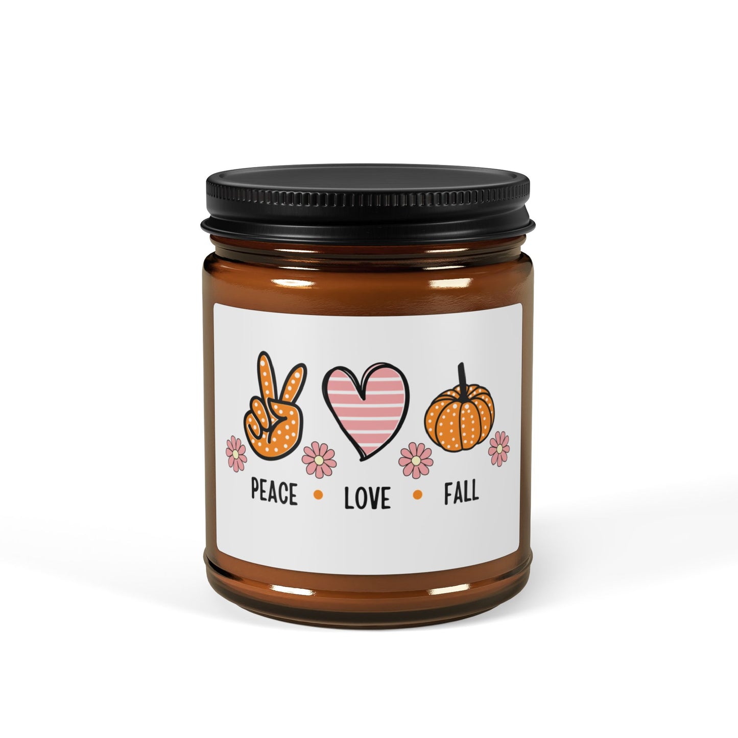 Peace Love Fall Scented Soy Candle (Multi-Size, Amber Jar)