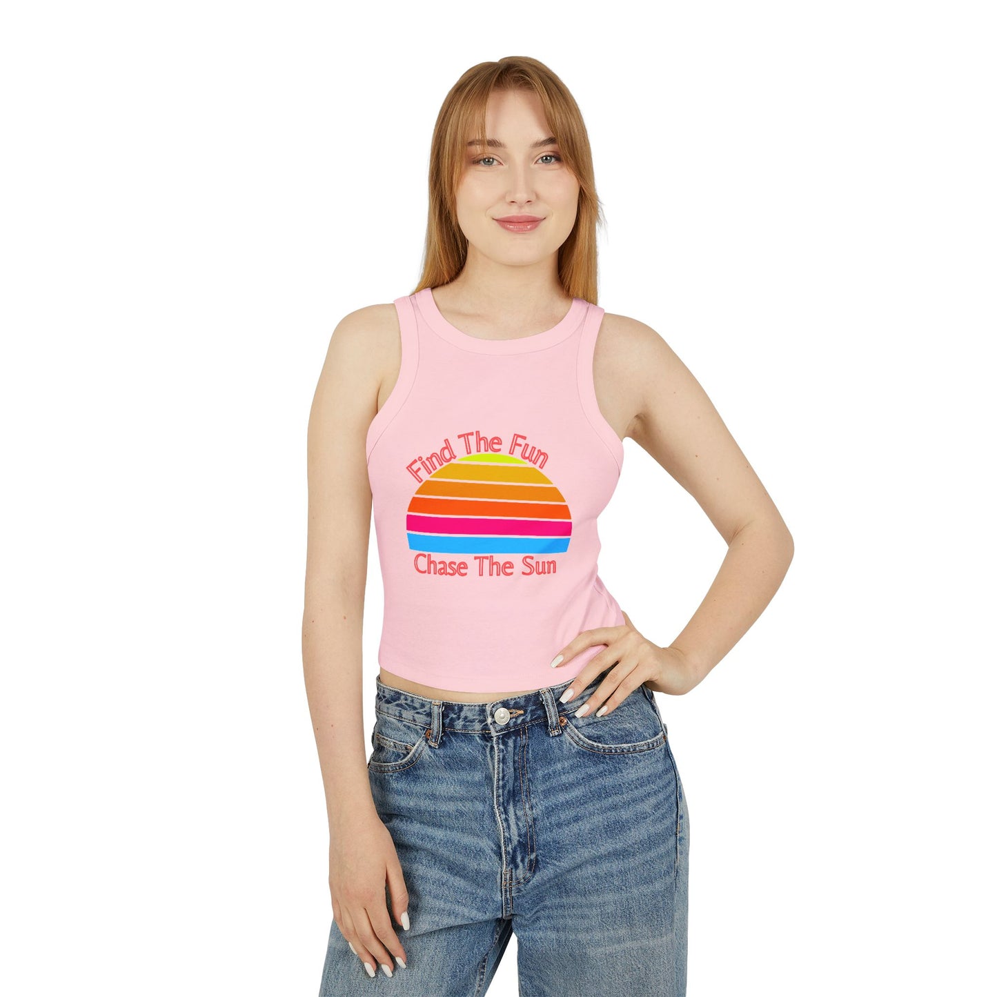 Women's Retro Sun Micro Rib Racer Tank Top