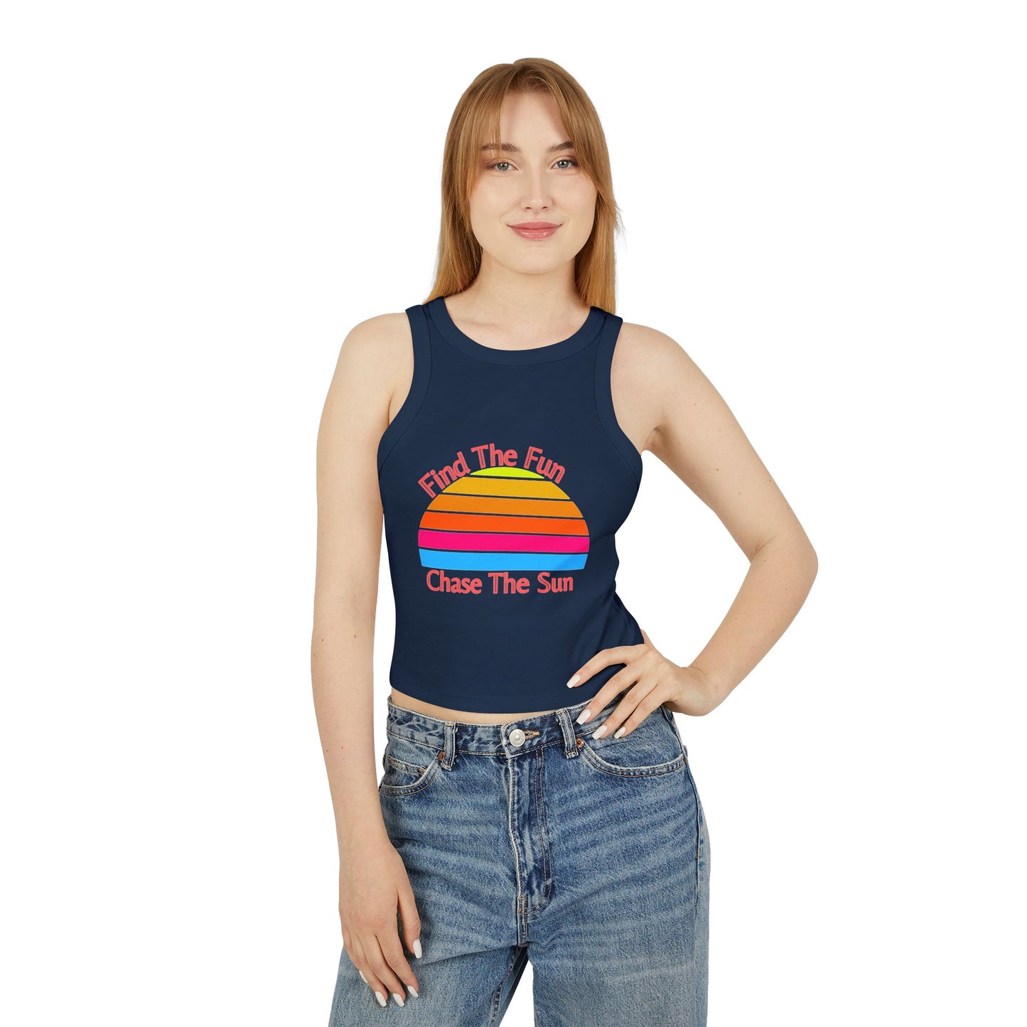 Women's Retro Sun Micro Rib Racer Tank Top