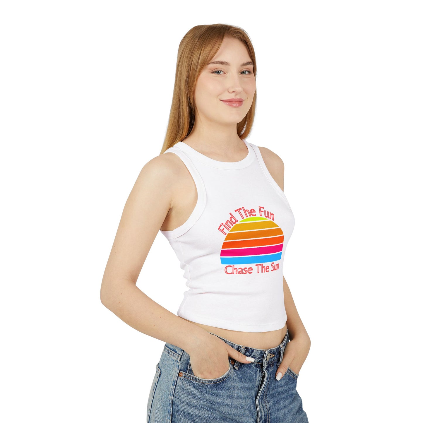 Women's Retro Sun Micro Rib Racer Tank Top