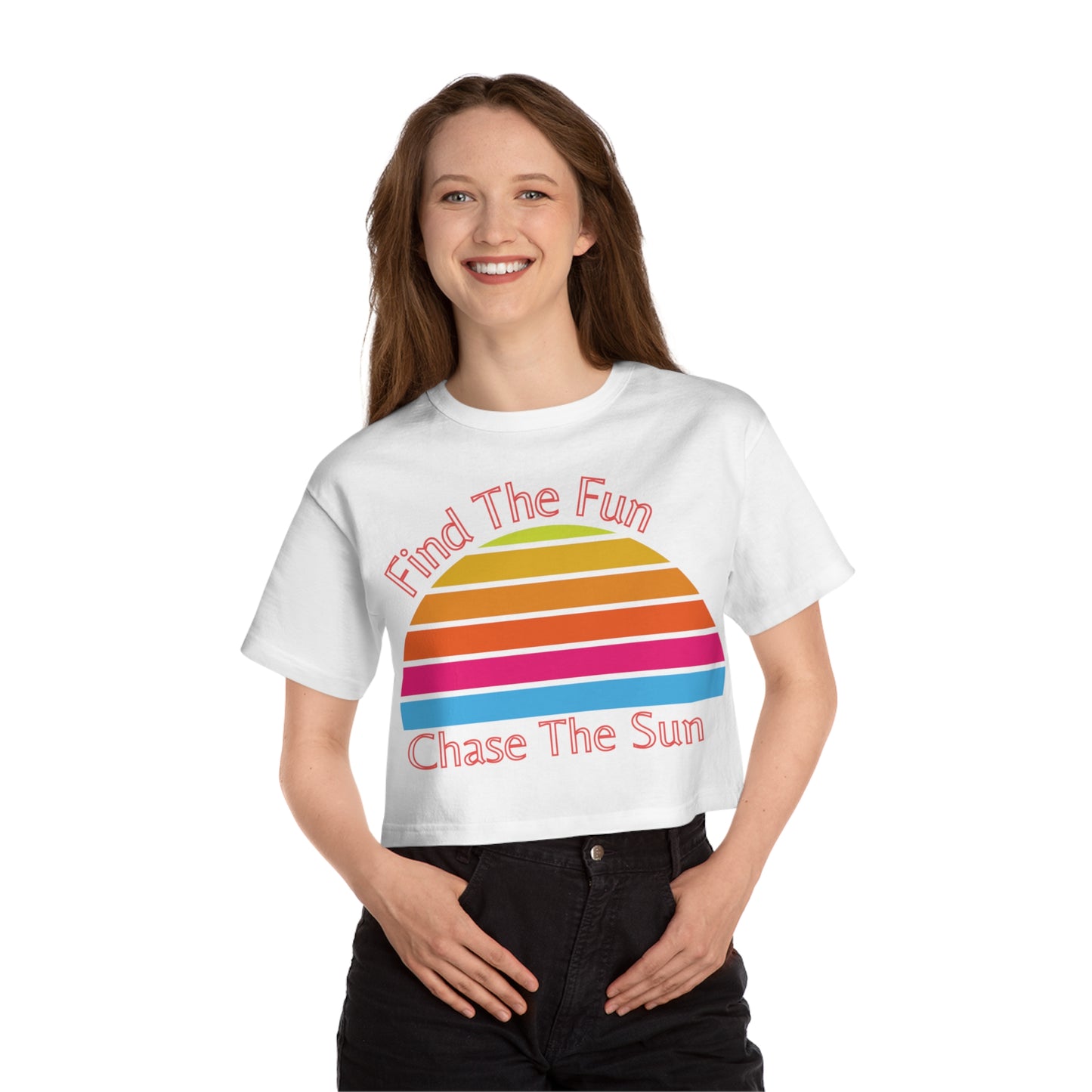 Retro Sun Rainbow Cropped T-Shirt