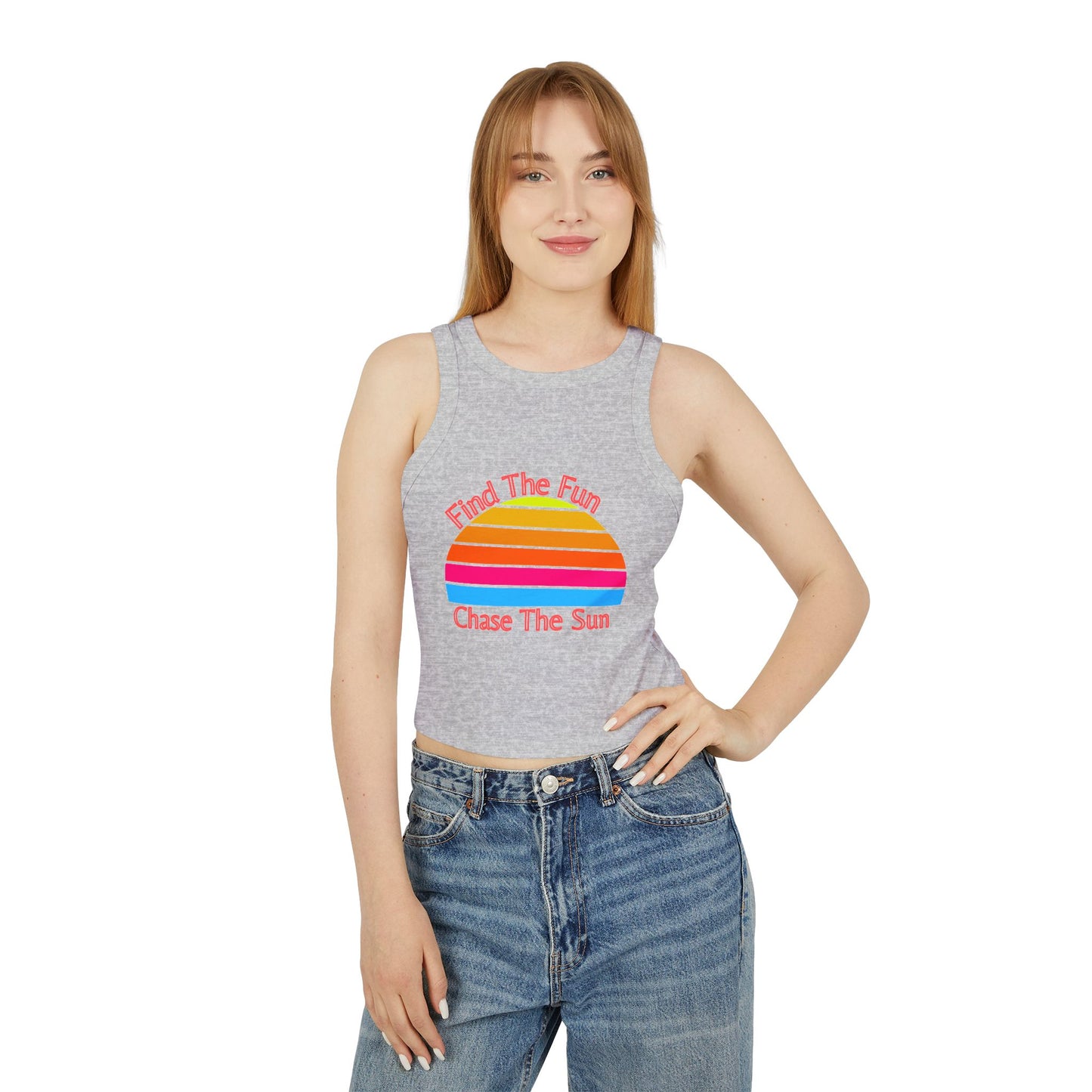 Women's Retro Sun Micro Rib Racer Tank Top