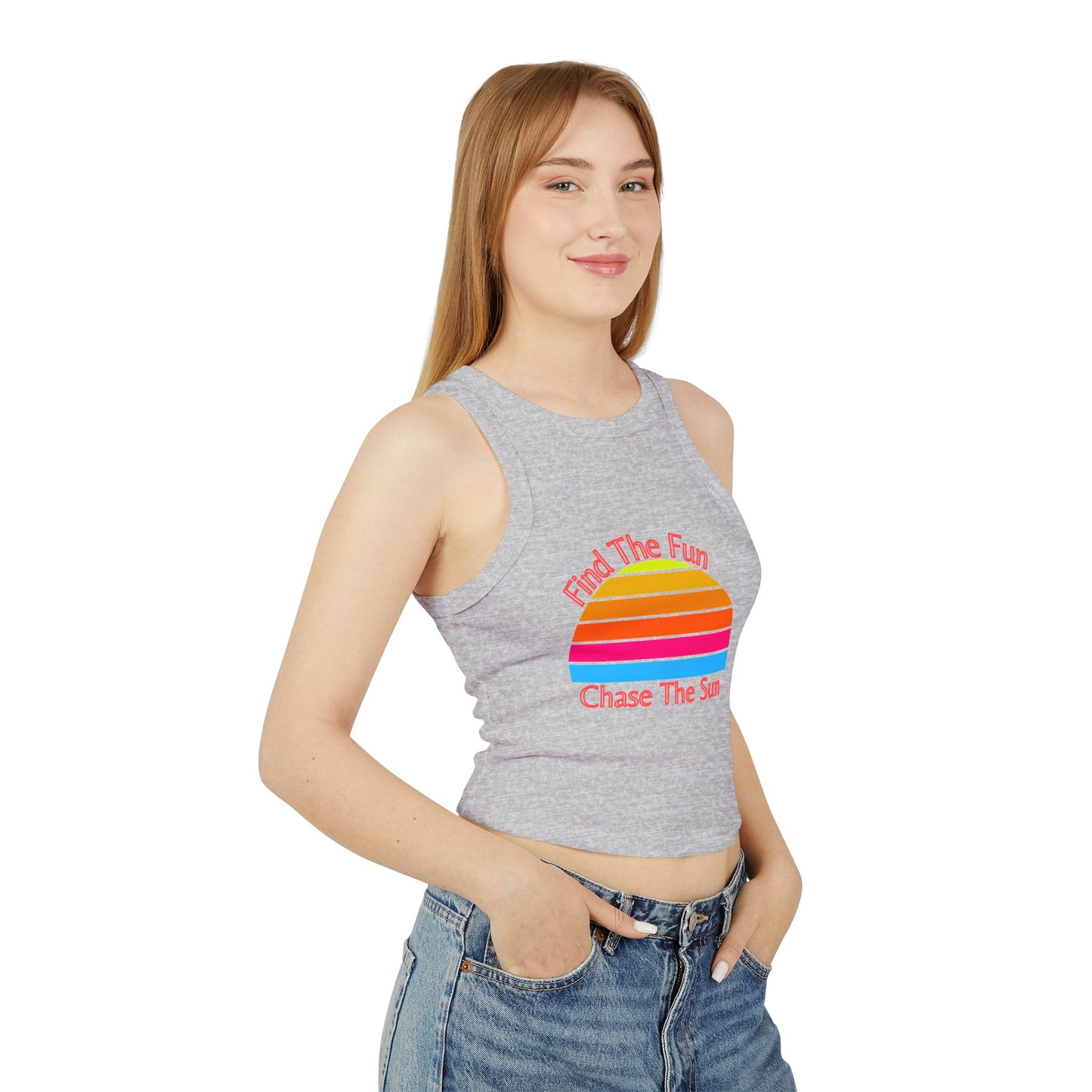 Women's Retro Sun Micro Rib Racer Tank Top