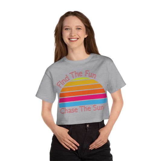 Retro Sun Rainbow Cropped T-Shirt