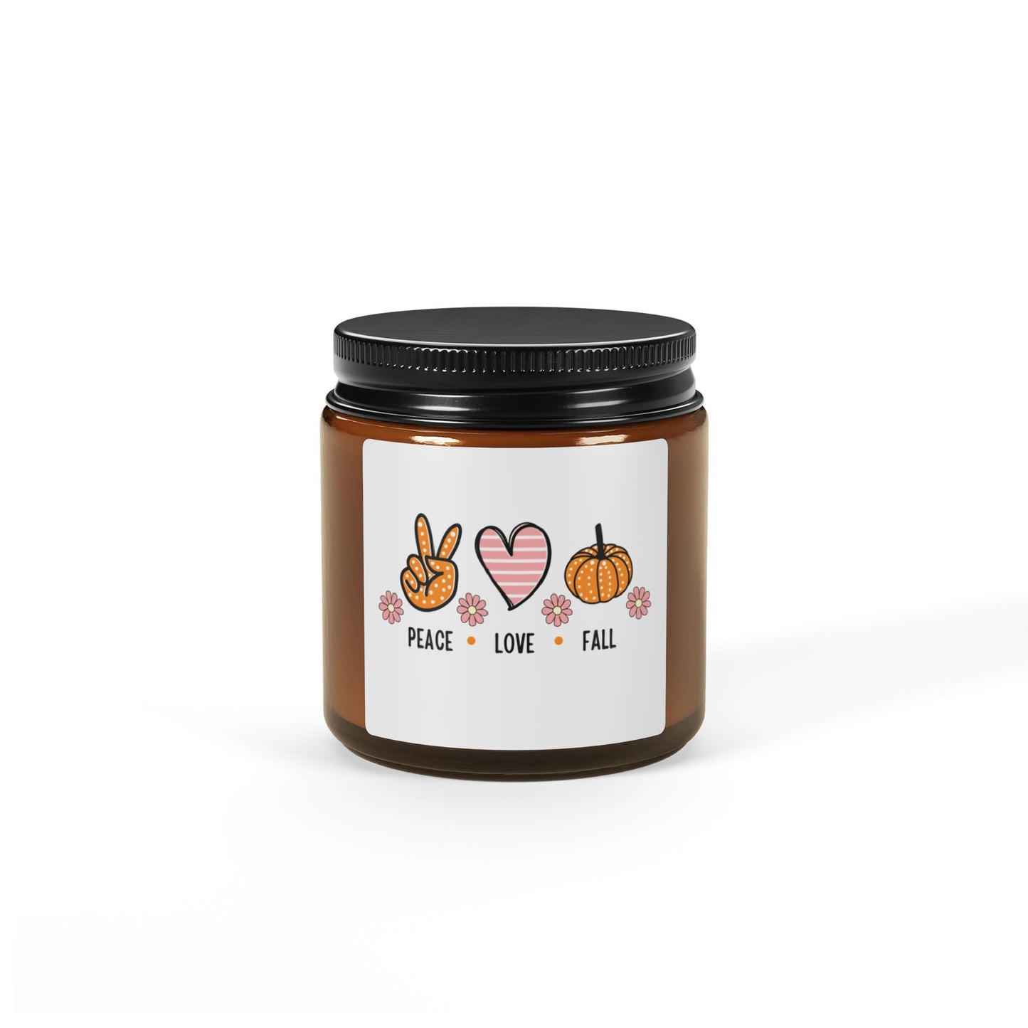 Peace Love Fall Scented Soy Candle (Multi-Size, Amber Jar)