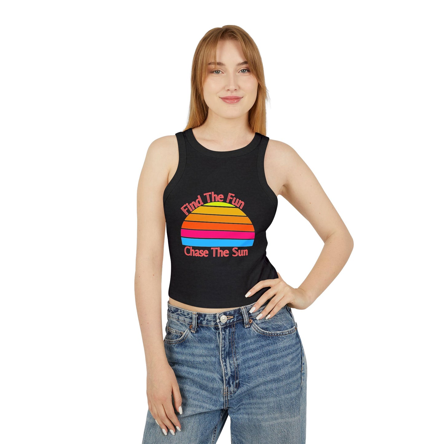 Women's Retro Sun Micro Rib Racer Tank Top