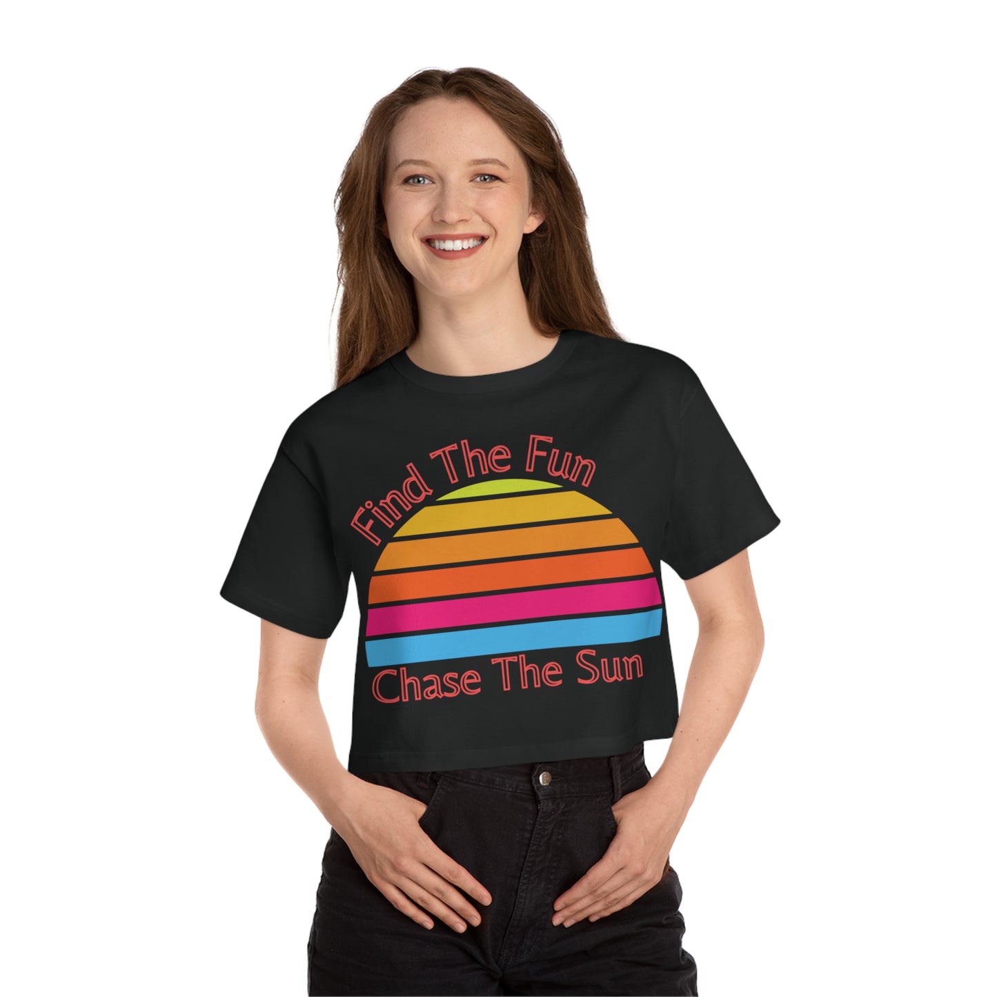 Retro Sun Rainbow Cropped T-Shirt