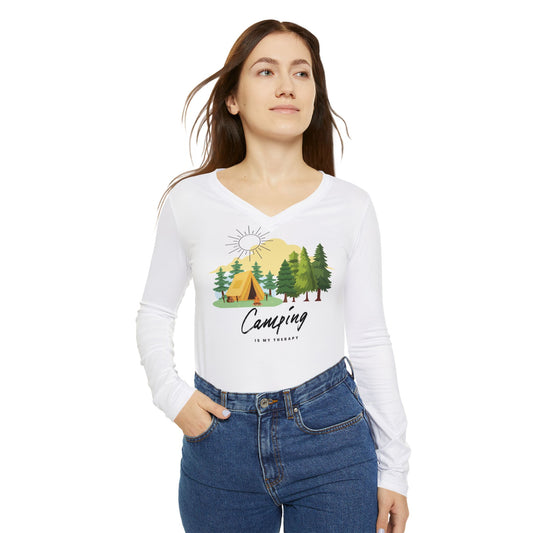 Camping Long Sleeve V-neck Shirt (AOP)