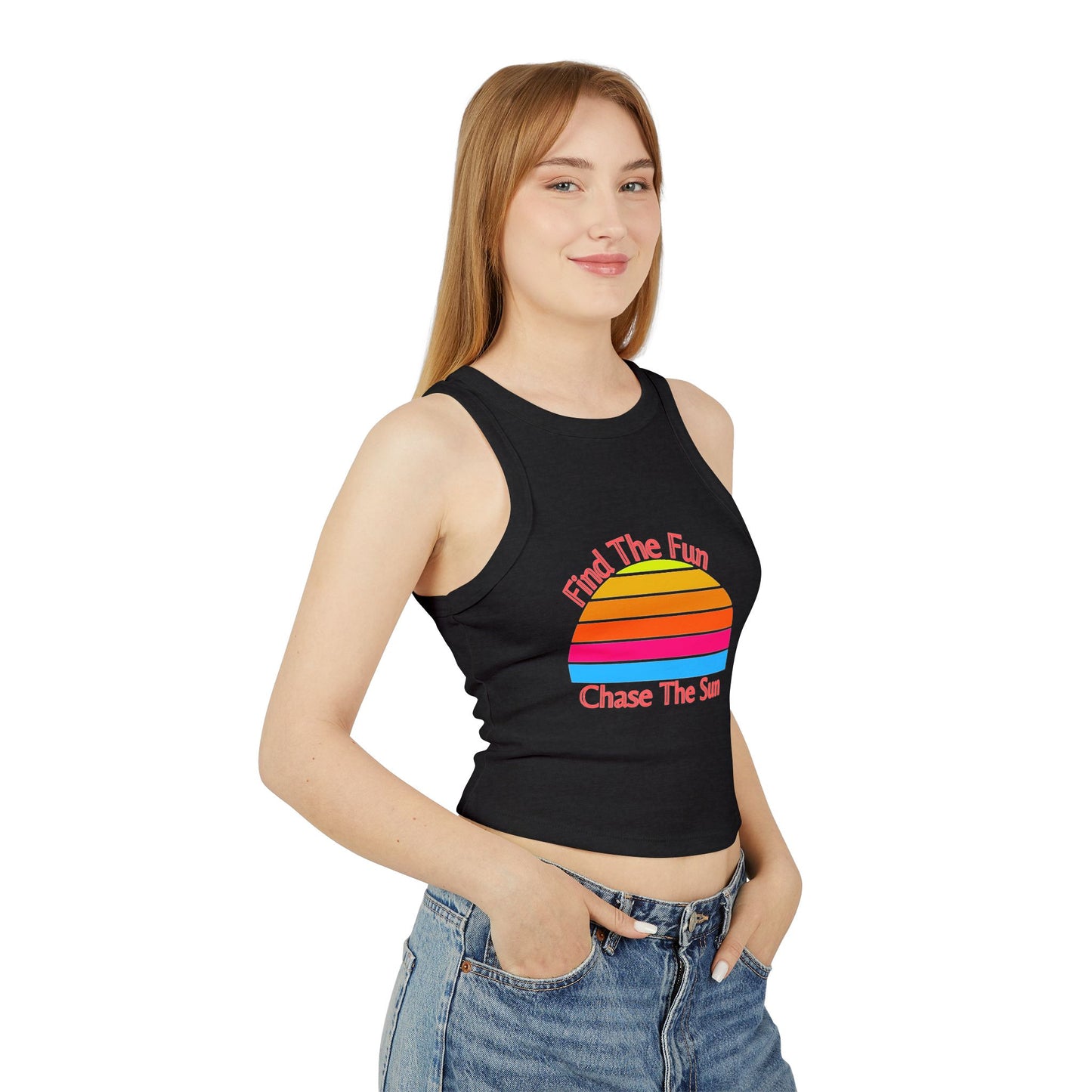 Women's Retro Sun Micro Rib Racer Tank Top